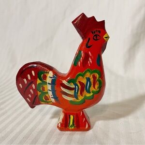 Nils Olsson Colorful Wooden Rooster hand painted folk art Figurine